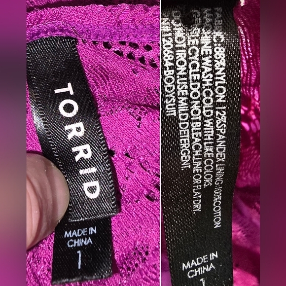 Torrid Raspberry Purple All Lace Bodysuit Top Strappy Tank Lingerie Intimate 1X - Picture 8 of 8